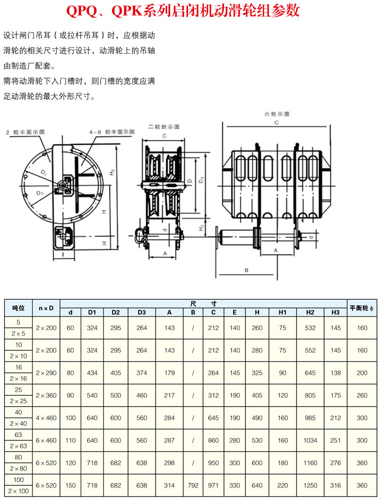QPQ、QPK系列啟閉機(jī)動(dòng)滑輪組